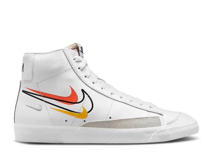 【 NIKE BLAZER MID '77 'MULTI SWOOSH - TEAM ORANGE' / WHITE TEAM ORANGE UNIVERSITY 】 ブレイザー ミッド スウッシュ スウォッシュ チーム 白色 ホワイト 橙 オレンジ スニーカー メンズ ナイキ