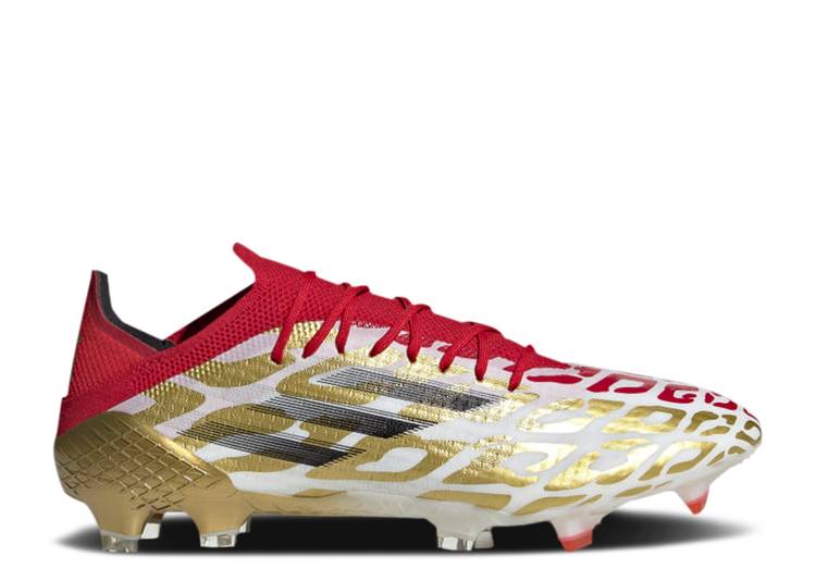 【 ADIDAS X SPEEDFLOW MO SALAH.1 FG WHITE GOLD METALLIC SCARLET / CLOUD WHITE GOLD METALLIC 】 アディダス ゴールド 白色 ホワイト スニーカー メンズ