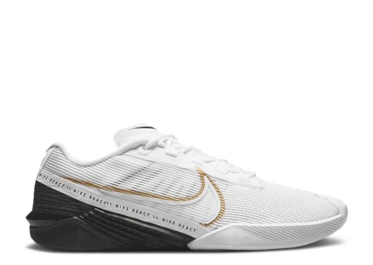 【 NIKE WMNS REACT METCON TURBO 'BLACK METALLIC GOLD' / WHITE METALLIC GOLD BLACK 】 リアクト ターボ 白色 ホワイト ゴールド 黒色 ブラック スニーカー レディース ナイキ