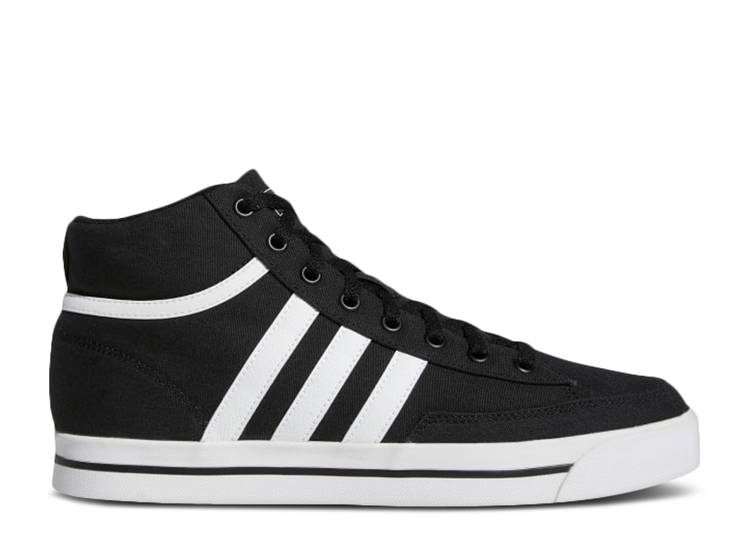 【 ADIDAS RETROVULC MID CANVAS 'CORE BLACK WHITE' / CORE BLACK CLOUD WHITE CORE 】 アディダス ミッド 黒色 ブラック コア 白色 ホワイト スニーカー メンズ
