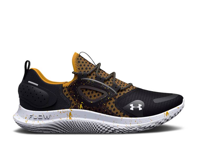 【 UNDER ARMOUR WMNS FLOW VELOCITI MVMNT BLACK CRUISE GOLD / BLACK CRUISE GOLD 】 フローレス 黒色 ブラック ゴールド アンダーアーマー スニーカー レディース