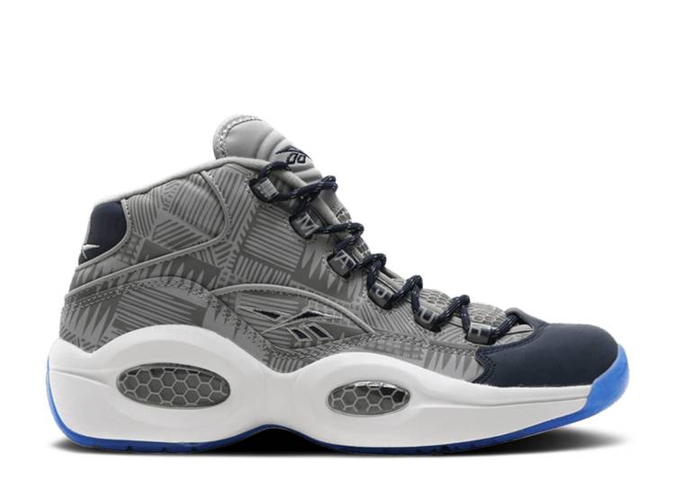 【 REEBOK MAJOR X QUESTION MID 'GEORGETOWN' / TIN GREY FAUX INDIGO WHT 】 リーボック クエスチョン ミッド 灰色 グレー 藍色 インディゴ クエスチョンミッド スニーカー メンズ画像