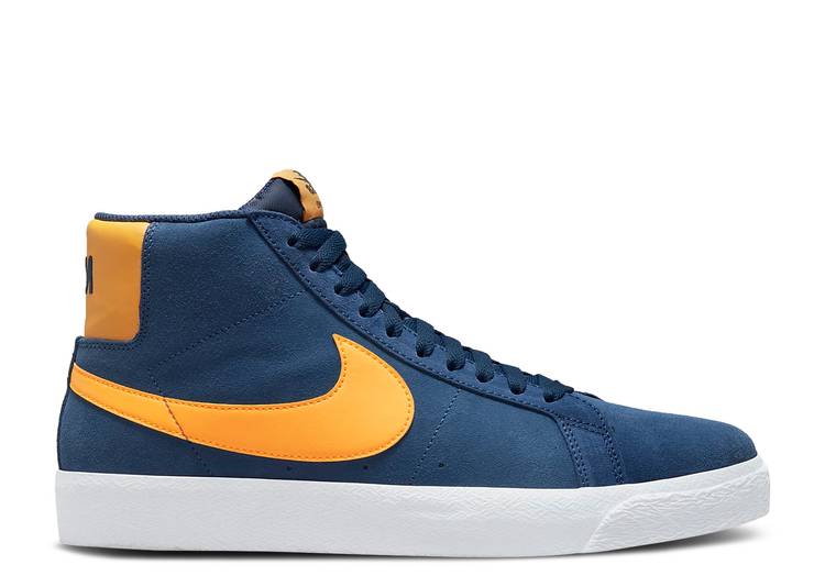 【 NIKE ZOOM BLAZER MID SB \u0027MICHIGAN\u0027 / NAVY NAVY WHITE UNIVERSITY GOLD 】 望遠レンズ ブレイザー ミッド エスビー 紺色 米国海軍 白いこと 白いこと ゴールド スニーカー メンズ ナイキ 靴-スニーカー-メンズ靴