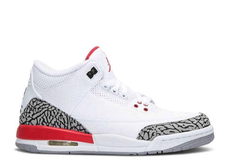 【 AIR JORDAN SNEAKER POLITICS X JORDAN 3 RETRO GS 'HALL OF FAME' / WHITE FIRE RED CEMENT GREY BLACK 】 ナイキ 靴 スニーカー 白色 ホワイト ファイア 赤 レッド 灰色 シメント グレー 黒色 ブラック エアジョーダン ｜スニケス