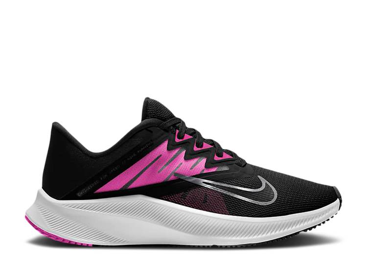 【 NIKE WMNS QUEST 3 BLACK FIRE PINK / BLACK DARK SMOKE GREY FIRE PINK 】 ファイア 黒色 ブラック 灰色 グレー ピンク スニーカー レディース ナイキ