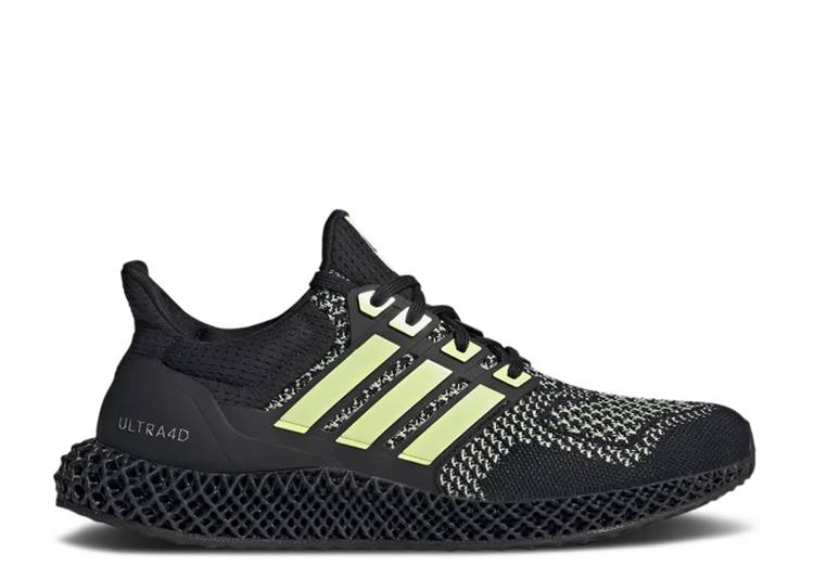 【 ADIDAS ULTRA 4D 'BLACK ALMOST LIME' / CORE BLACK ALMOST LIME SILVER 】 アディダス ウルトラ コア 黒色 ブラック ライム 銀色 シルバー スニーカー メンズ