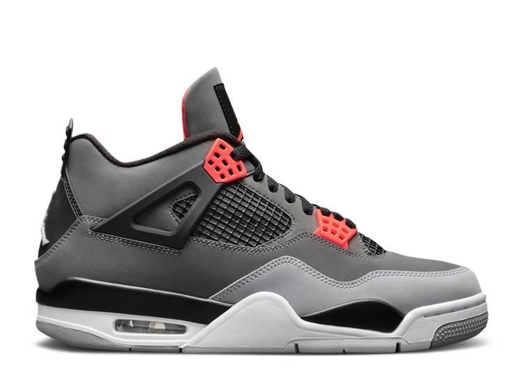 【 AIR JORDAN JORDAN 4 RETRO 'INFRARED' / DARK GREY INFRARED 23 BLACK 】 ナイキ 灰色 グレー 黒色 ブラック エアジョーダン スニーカー メンズ