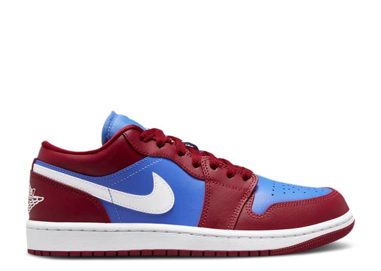 【 AIR JORDAN WMNS JORDAN 1 LOW \u0027DEEP RED BLUE\u0027 / POMEGRANATE MEDIUM BLUE WHITE 】 ナイキ 赤 赤いこと 青味 青色 白いこと 白いこと エアジョーダン スニーカー レディース レディース靴-スニーカー