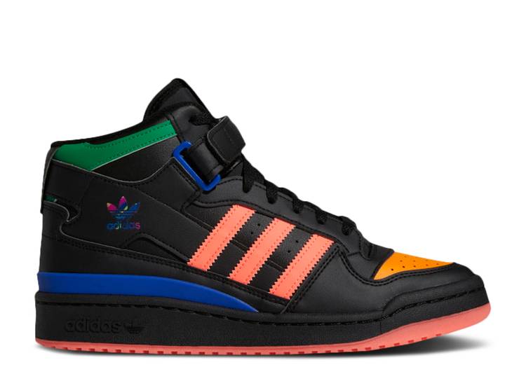 【 ADIDAS FORUM MID 'BLACK MULTI' / CORE BLACK CORE BLACK BOLD BLUE 】 アディダス フォーラム ミッド コア 黒色 ブラック 青色 ブルー スニーカー メンズ｜スニケス