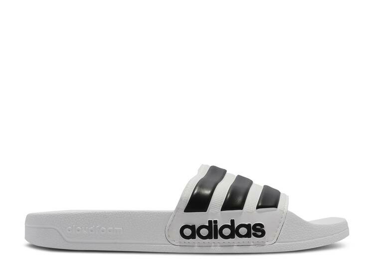 【 ADIDAS ADILETTE SHOWER SLIDE WHITE BLACK / CLOUD WHITE CORE BLACK CLOUD 】 アディダス アディレッタ サンダル 白色 ホワイト コア 黒色 ブラック シャワーサンダル スニーカー メンズ