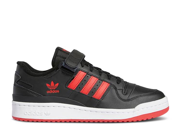 【 ADIDAS FORUM LOW BLACK VIVID RED / CORE BLACK VIVID RED CLOUD WHITE 】 アディダス フォーラム コア 黒色 ブラック 赤 レッド 白色 ホワイト スニーカー メンズ