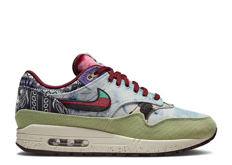 【 NIKE CONCEPTS X AIR MAX 1 SP MELLOW / OIL GREEN MULTI COLOR SAIL 】 マックス 緑 グリーン エアマックス スニーカー メンズ ナイキ