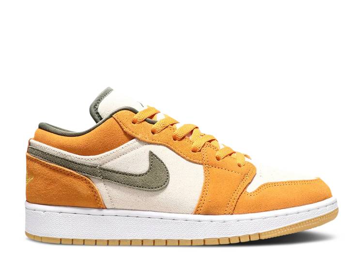 【 AIR JORDAN JORDAN 1 LOW SE GS 'CERAMIC' / WHITE MEDIUM OLIVE LIGHT CURRY 】 ナイキ 白色 ホワイト オリーブ カリー エアジョーダン ジュニア キッズ ベビー マタニティ スニーカー｜スニケス