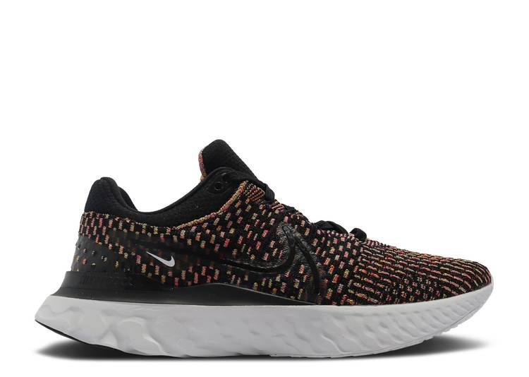 【 NIKE REACT INFINITY RUN FLYKNIT 3 BLACK MULTI / BLACK WHITE BLUE GLOW 】 リアクト ラン フライニット 黒色 ブラック 白色 ホワイト 青色 ブルー スニーカー メンズ ナイキ