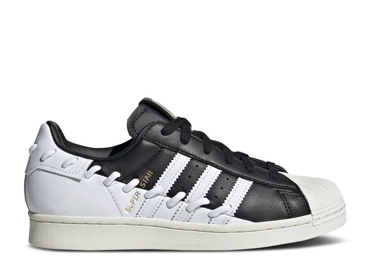 【 ADIDAS WMNS SUPERSTAR 'STITCHED - BLACK WHITE' / CORE BLACK CLOUD WHITE OFF WHITE 】 アディダス スーパースター 黒色 ブラック コア 白色 ホワイト スニーカー レディース 37,050円