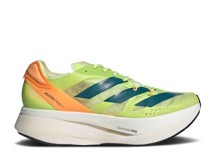 【 ADIDAS ADIZERO PRIME X \u0027PULSE LIME FLASH ORANGE\u0027 / PULSE LIME REAL TEAL FLASH 】 アディダス アディゼロ 菩提樹 レアル スニーカー メンズ