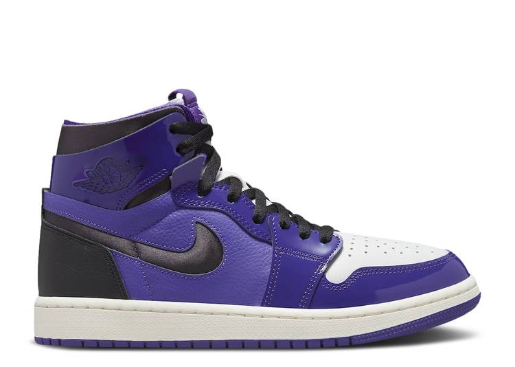 【 AIR JORDAN WMNS JORDAN 1 ZOOM COMFORT \u0027COURT PURPLE PATENT\u0027 / COURT PURPLE BLACK 】 ナイキ 望遠レンズ 紫 パープル 厚地の外套 黒いこと 黒いこと エアジョーダン スニーカー レディース