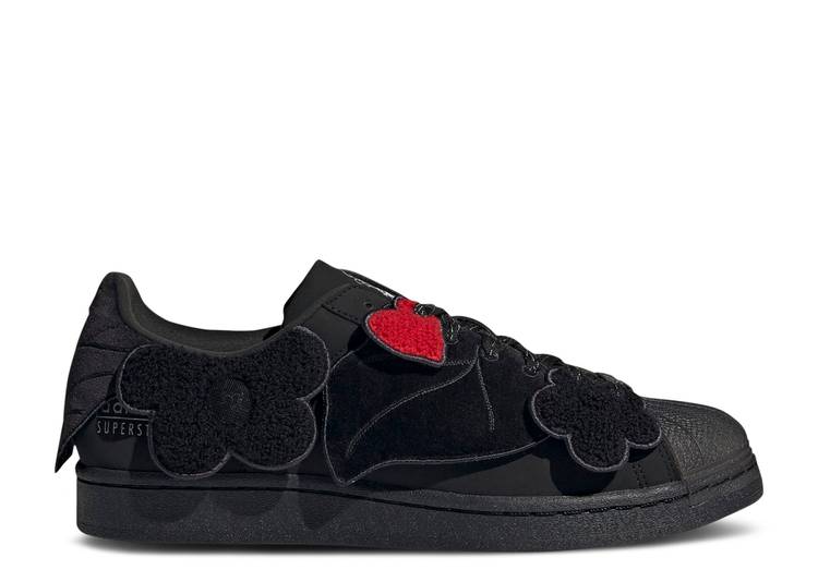 【 ADIDAS MELTING SADNESS X SUPERSTAR \u0027BLACK FLORAL PATCHES\u0027 / CORE BLACK CORE BLACK CARBON 】 アディダス はやりっ子 中核グループ 黒いこと 黒いこと 炭素 スニーカー メンズ