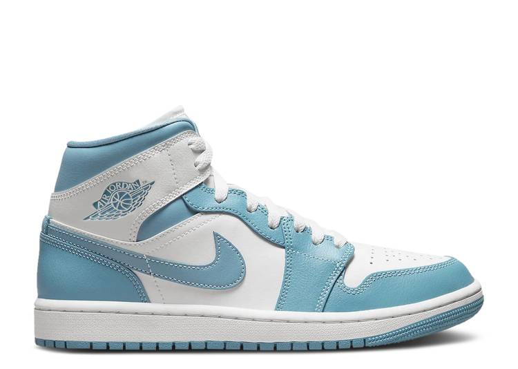 【 AIR JORDAN WMNS JORDAN 1 MID \u0027UNIVERSITY BLUE\u0027 / WHITE WORN BLUE SAIL 】 ナイキ ミッド 白いこと 白いこと 青碧 青碧 エアジョーダン スニーカー レディース