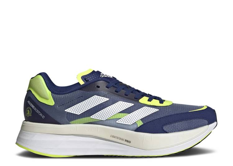 【 ADIDAS ADIZERO BOSTON 10 VICTORY BLUE SOLAR YELLOW / VICTORY BLUE CLOUD WHITE SOLAR 】 アディダス アディゼロ ボストン 青色 ブルー ビクトリー 白色 ホワイト スニーカー メンズ