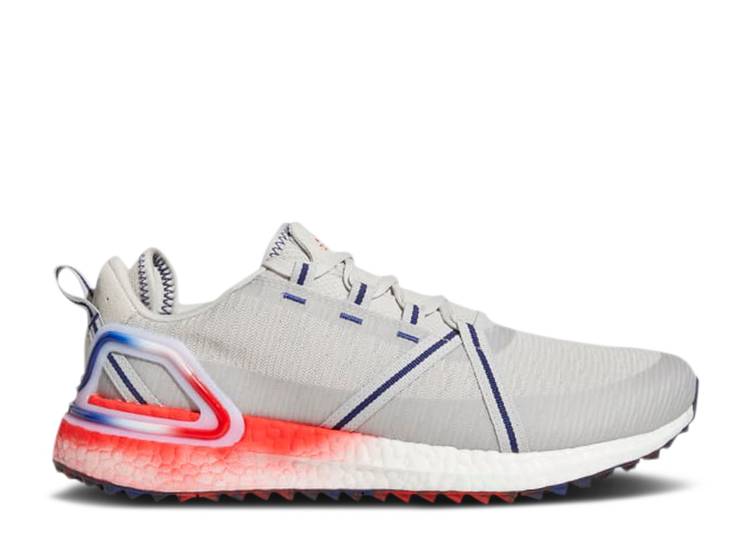 【 ADIDAS SOLARTHON PRIMEGREEN SPIKELESS GOLF 'GREY VIVID RED' / GREY TWO VIVID RED VICTORY BLUE 】 アディダス ゴルフ 灰色 グレー 赤 レッド ビクトリー 青色 ブルー スニーカー メンズ｜スニケス