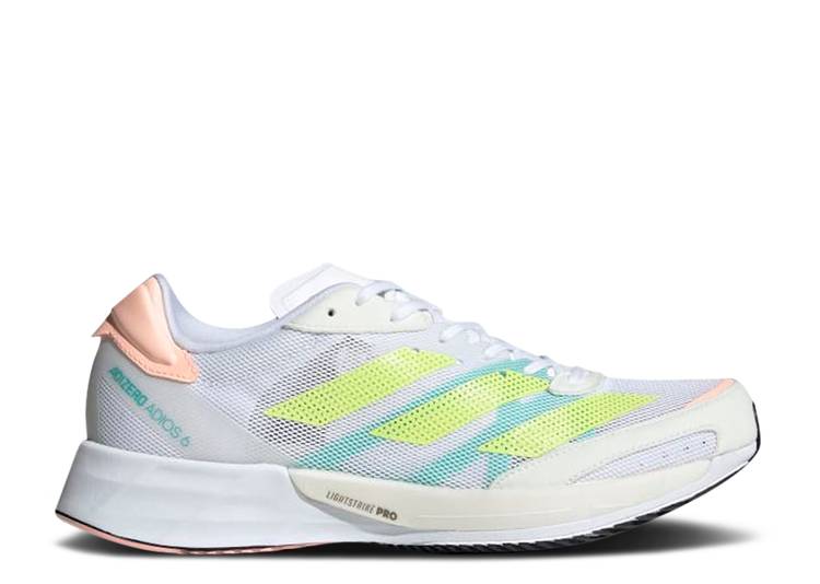 【 ADIDAS WMNS ADIZERO ADIOS 6 \u0027WHITE PULSE LIME\u0027 / CLOUD WHITE PULSE LIME LIGHT 】 アディダス アディゼロ アディオス 白いこと 白いこと 菩提樹 スニーカー レディース