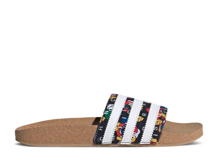 【 ADIDAS RICH MNISI X WMNS ADILETTE SLIDE \u0027ROSES\u0027 / CORE BLACK CLOUD WHITE SUPPLIER 】 アディダス アディレッタ サンダル 中核グループ 黒いこと 黒いこと 白いこと 白いこと スニーカー レディース