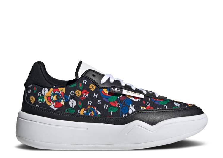 【 ADIDAS RICH MNISI X WMNS HER COURT \u0027ROSES - BLACK\u0027 / CORE BLACK CLOUD WHITE SUPPLIER 】 アディダス 厚地の外套 中核グループ 黒いこと 黒いこと 白いこと 白いこと スニーカー レディース