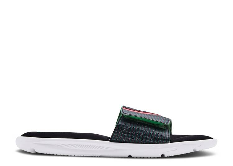 【 UNDER ARMOUR IGNITE 6 GRAPHIC STRAP SLIDE 'BLACK CERISE' / BLACK CERISE 】 イグナイト グラフィック ストラップ サンダル 黒色 ブラック アンダーアーマー スニーカー メンズ