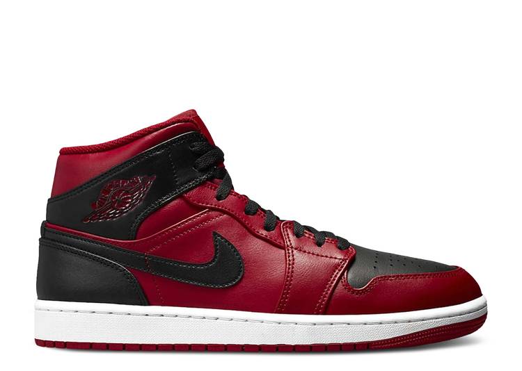 【 AIR JORDAN JORDAN 1 MID REVERSE BRED / GYM RED BLACK WHITE 】 ナイキ ミッド 赤 レッド 黒色 ブラック 白色 ホワイト エアジョーダン スニーカー メンズ