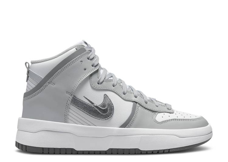 【 NIKE WMNS DUNK HIGH UP 'LIGHT SMOKE GREY' / WHITE SILVER LIGHT SMOKE GREY 】 ダンク ハイ 白色 ホワイト 銀色 シルバー 灰色 グレー ダンクハイ スニーカー レディース ナイキ