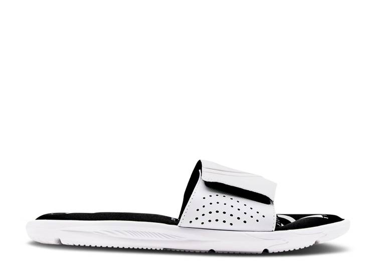 【 UNDER ARMOUR IGNITE 6 GRAPHIC STRAP SLIDE 'WHITE' / WHITE 】 イグナイト グラフィック ストラップ サンダル 白色 ホワイト アンダーアーマー スニーカー メンズ|スニケス