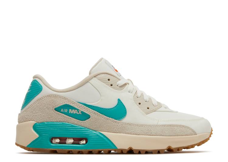 【 NIKE AIR MAX 90 GOLF \u0027WASHED TEAL\u0027 / SAIL PEARL WHITE LIGHT OREWOOD 】 マックス ゴルフ パール 白いこと 白いこと 大気圏マックス スニーカー メンズ ナイキ