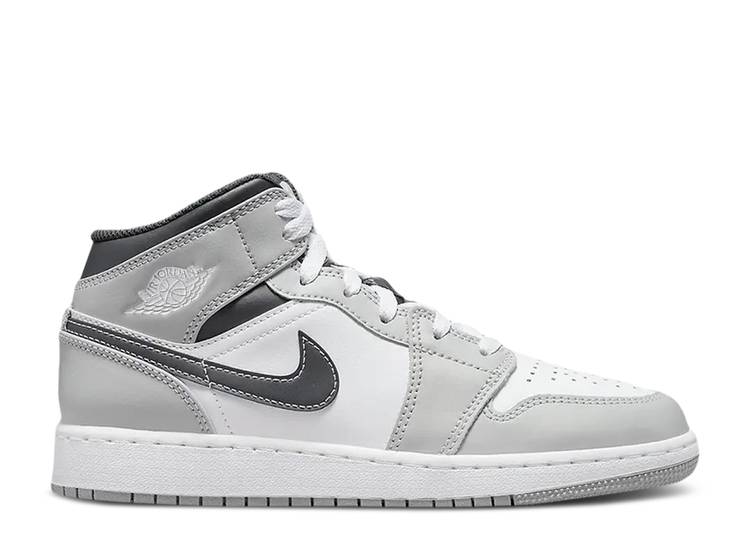 【 AIR JORDAN JORDAN 1 MID GS 'LIGHT SMOKE GREY' / LIGHT SMOKE GREY WHITE 】 ナイキ ミッド 灰色 グレー 白色 ホワイト エアジョーダン ジュニア キッズ ベビー マタニティ スニーカー｜スニケス