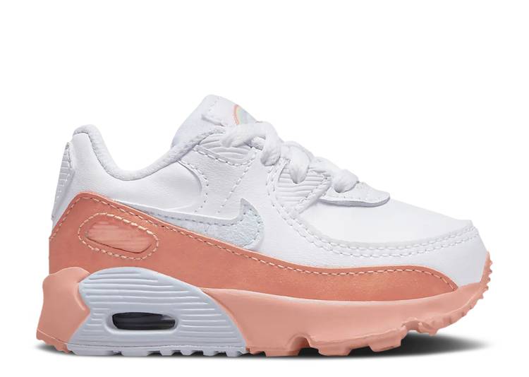 【 NIKE AIR MAX 90 LEATHER SE TD 'WHITE LIGHT MADDER ROOT' / WHITE LIGHT MADDER ROOT AURA 】 マックス レザー 白色 ホワイト オーラ エアマックス ベビー ナイキ｜スニケス