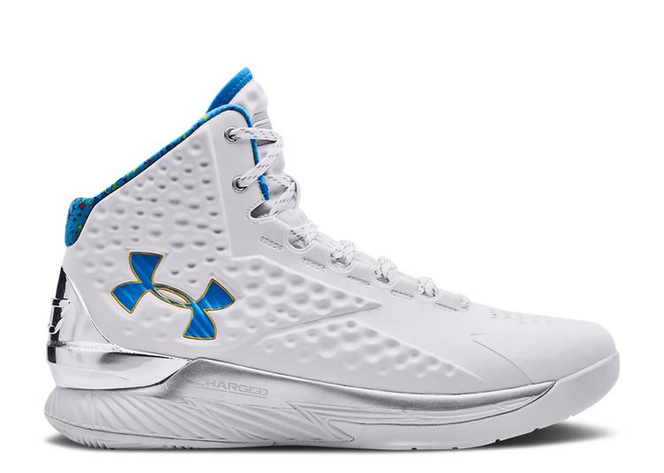 【 UNDER ARMOUR CURRY 1 \u0027SPLASH PARTY\u0027 2022 / WHITE METALLIC SILVER 】 カリー 白いこと 白いこと しろがね色 しろがね色 アンダーアーマー スニーカー メンズ