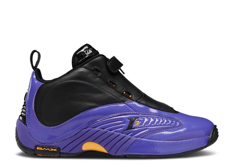 【 REEBOK ANSWER 4 \u0027LAKERS\u0027 SAMPLE / BLACK FEARLESS PURPLE SOLAR GOLD 】 リーボック 黒いこと 黒いこと 紫 パープル ゴールド スニーカー メンズ