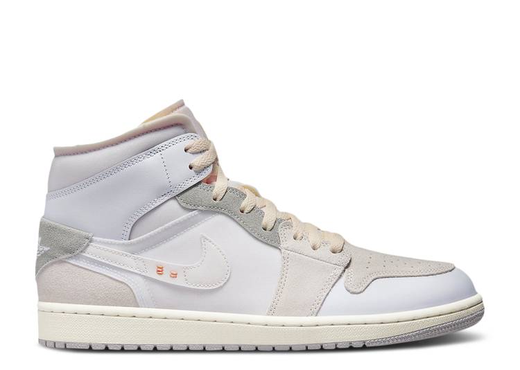【 AIR JORDAN JORDAN 1 MID SE \u0027INSIDE OUT\u0027 / WHITE MONTREAL GREY PHANTOM 】 ナイキ ミッド 白いこと 白いこと モントリオール 薄墨色 薄墨色 エアジョーダン スニーカー メンズ