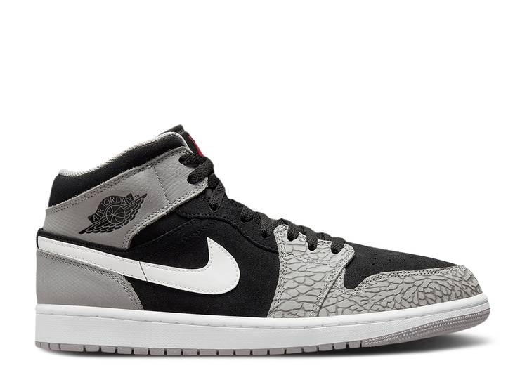 【 AIR JORDAN JORDAN 1 MID SE \u0027ELEPHANT TOE\u0027 / BLACK WHITE LIGHT SMOKE GREY 】 ナイキ ミッド 黒いこと 黒いこと 白いこと 白いこと 薄墨色 薄墨色 エアジョーダン スニーカー メンズ