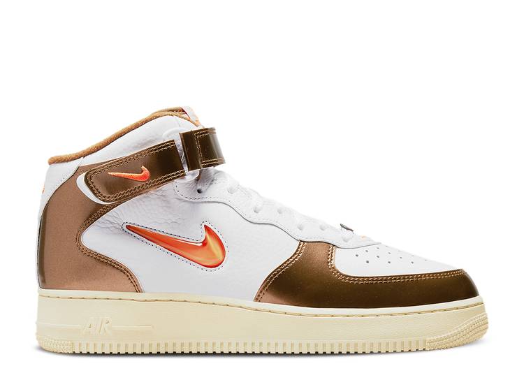 【 NIKE AIR FORCE 1 MID QS 'ALE BROWN' / WHITE TOTAL ORANGE ALE BROWN 】 ミッド 白色 ホワイト 橙 オレンジ 茶色 ブラウン エアフォース スニーカー メンズ ナイキ|スニケス