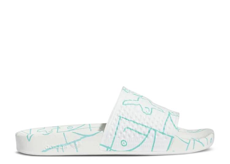 【 ADIDAS MARK GONZALES X SHMOOFOIL SLIDE 'ALLOVER PRINT' / CLOUD WHITE SEMI MINT RUSH MELON 】 アディダス サンダル 白色 ホワイト ラッシュ スニーカー メンズ