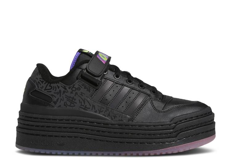 【 ADIDAS KRIS ANDREW SMALL X WMNS FORUM TRIPLE PLATFORM LOW \u0027PRIDE\u0027 / CORE BLACK SUPPLIER COLOUR CORE 】 アディダス 討論会 中核グループ 黒いこと 黒いこと スニーカー レディース