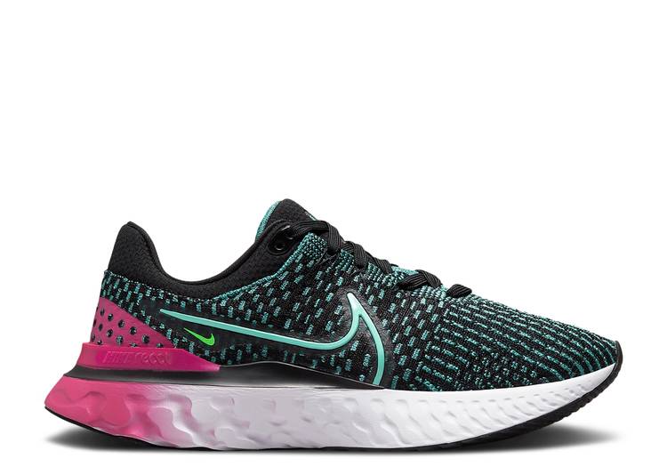 【 NIKE WMNS REACT INFINITY RUN FLYKNIT 3 'BLACK PINK PRIME DYNAMIC TURQUOISE' / BLACK PINK PRIME WASHED TEAL 】 リアクト ラン フライニット ピンク ダイナミック 黒色 ブラック スニーカー レディース ナイキ|スニケス