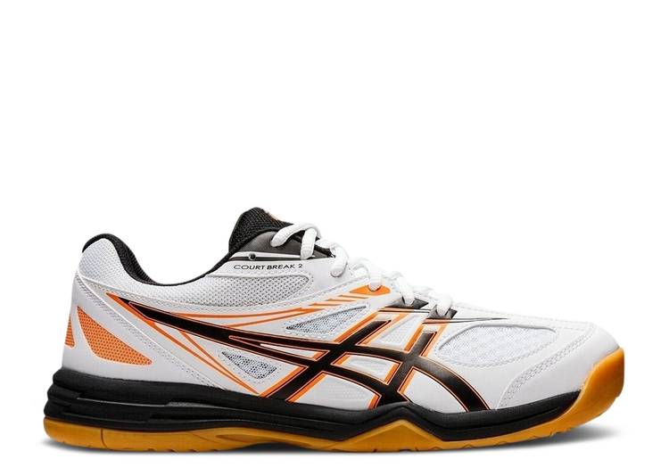 【 ASICS COURT BREAK 2 \u0027WHITE BLACK ORANGE\u0027 / WHITE BLACK 】 厚地の外套 黒いこと 黒いこと 白いこと 白いこと スニーカー メンズ アシックス
