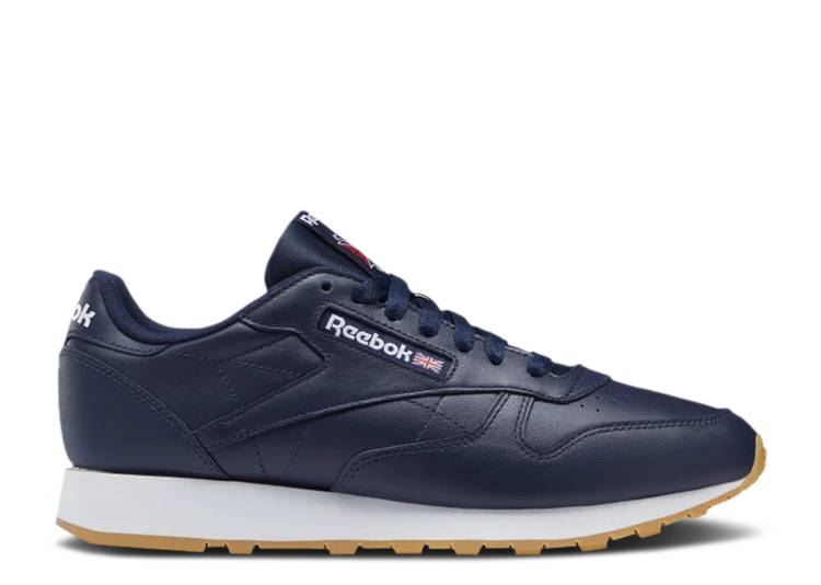 【 REEBOK CLASSIC LEATHER \u0027VECTOR NAVY GUM\u0027 / VECTOR NAVY FOOTWEAR WHITE 】 リーボック 古典派音楽 なめし革 紺色 米国海軍 白いこと 白いこと スニーカー メンズ