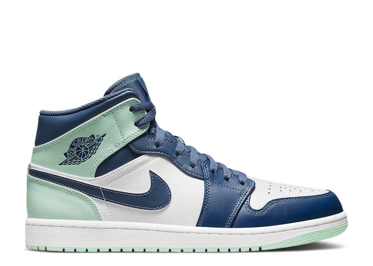 【 AIR JORDAN JORDAN 1 MID 'BLUE MINT' / MYSTIC NAVY MINT FOAM WHITE 】 ナイキ ミッド 紺色 ネイビー 白色 ホワイト エアジョーダン スニーカー メンズ|スニケス