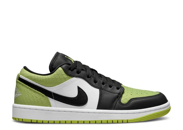 【 AIR JORDAN WMNS JORDAN 1 LOW SE \u0027VIVID GREEN SNAKESKIN\u0027 / VIVID GREEN VIVID GREEN BLACK 】 ナイキ 緑 緑であること 黒いこと 黒いこと エアジョーダン スニーカー レディース