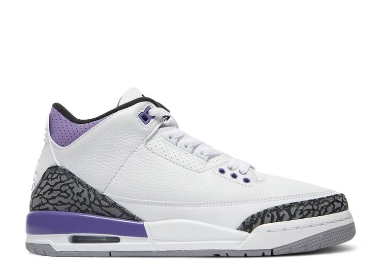 【 AIR JORDAN JORDAN 3 RETRO 'DARK IRIS' / WHITE BLACK DARK IRIS CEMENT 】 ナイキ 白色 ホワイト 黒色 ブラック 灰色 シメント エアジョーダン スニーカー メンズ｜スニケス