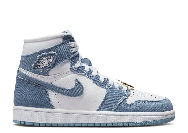 【 AIR JORDAN WMNS JORDAN 1 RETRO HIGH OG \u0027DENIM\u0027 / WHITE WORN BLUE METALLIC GOLD 】 ナイキ 御機嫌 白いこと 白いこと 青碧 青碧 ゴールド エアジョーダン スニーカー レディース