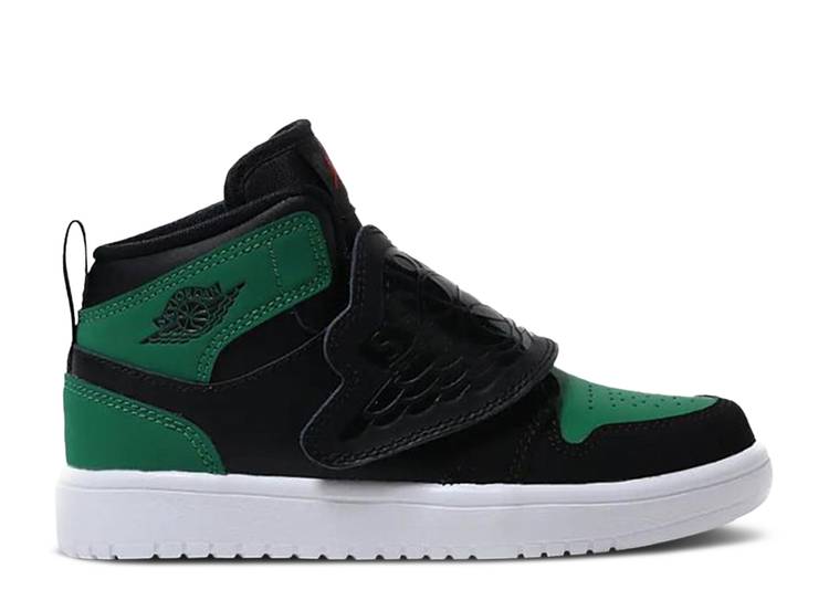 【 AIR JORDAN SKY JORDAN 1 PS 'BLACK PINE GREEN' / BLACK BLACK PINE GREEN 】 ナイキ スカイ 黒色 ブラック 緑 グリーン エアジョーダン ジュニア キッズ ベビー マタニティ スニーカー｜スニケス